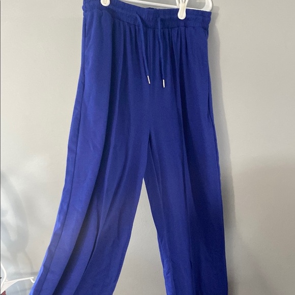 Vibrant Blue Wide-Leg Pants Size Large - Picture 3 of 6